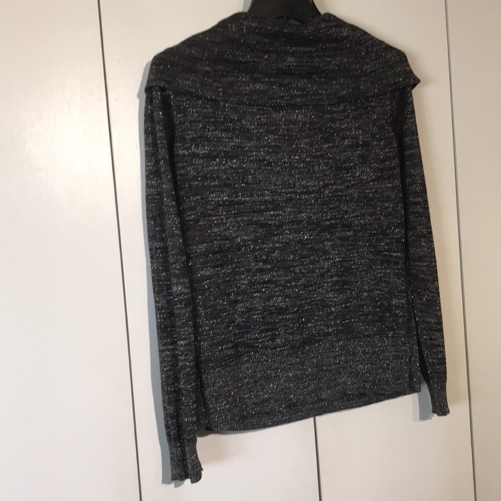 Liz Claiborne Cowl Neck Sweater Womens L Black Silver Marled Knit Long Sleeve - Picture 9 of 12